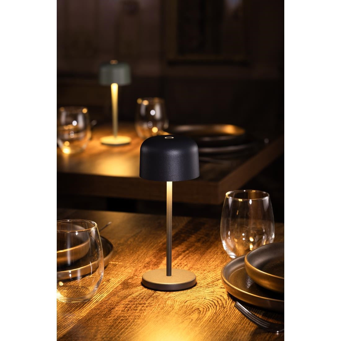 Lampe de table avec abat-jour rond Olympia Lucca grise 200mm — HZ203