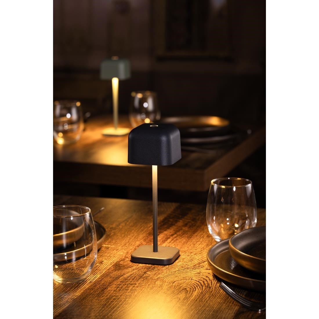 Lampe de table avec abat-jour carré Olympia Lucca grise 200mm — HZ207