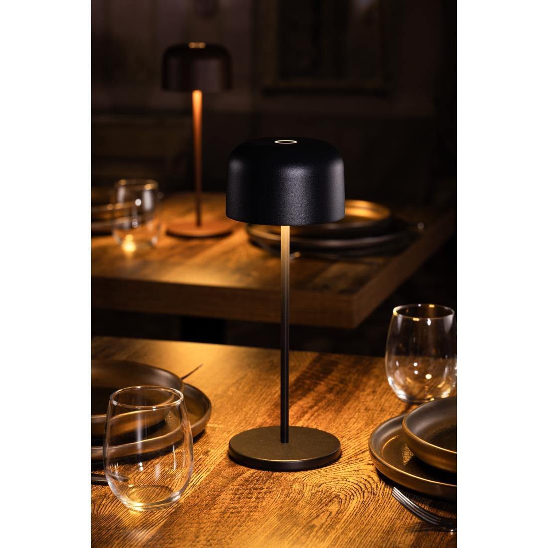 Lampe de table avec abat-jour rond Olympia Lucca noire 300mm — HZ208