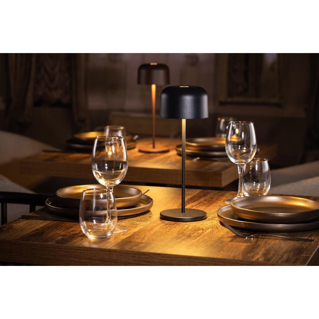 Lampe de table avec abat-jour rond Olympia Lucca noire 300mm — HZ208