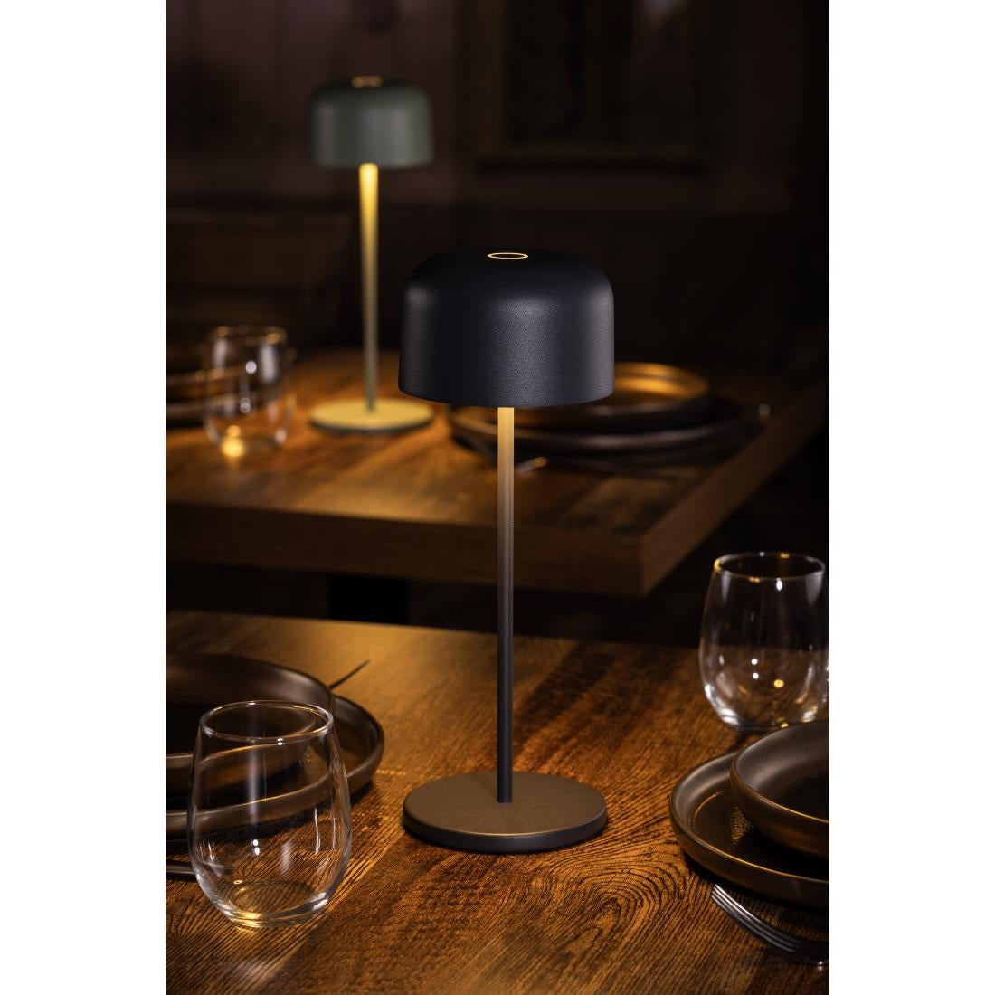Lampe de table avec abat-jour rond Olympia Lucca grise 300mm — HZ211