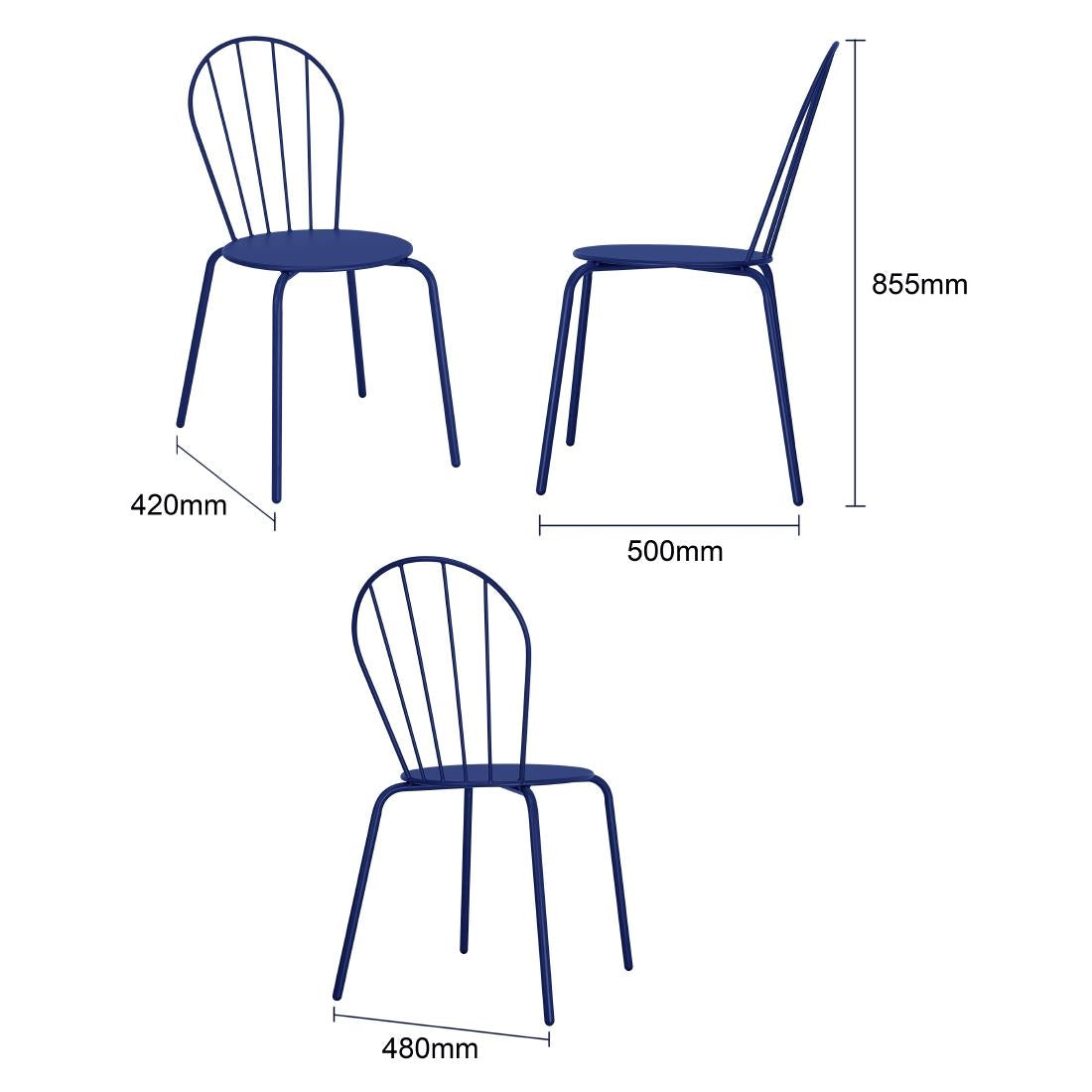 Chaises Bolero Adeline bleu marine (lot de 4) — HZ362