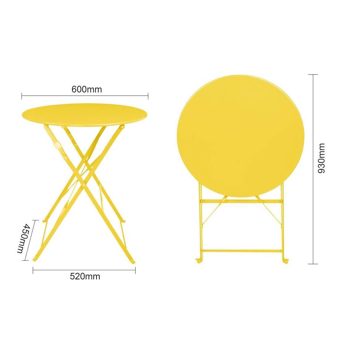 Table ronde de terrasse Bolero Perth jaune 600mm — HZ369