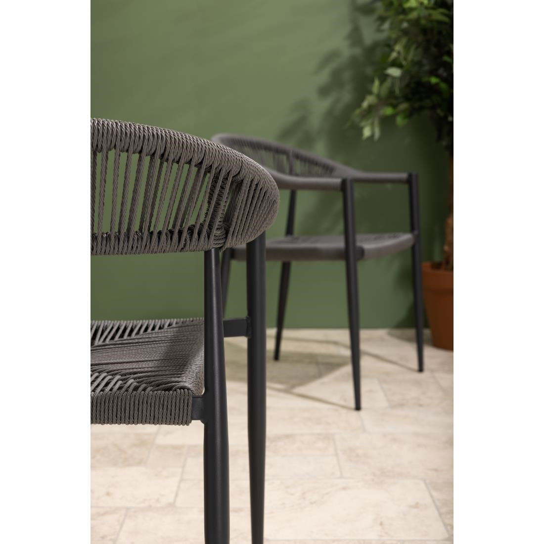 Fauteuils d'extérieur en rotin PE tressé Bolero Eden anthracite (lot de 4) — HZ590