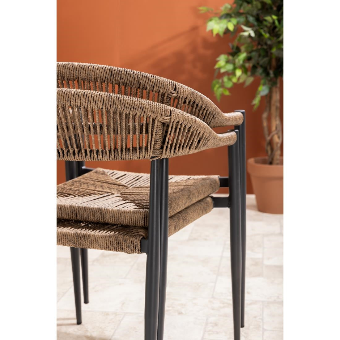 Fauteuils d'extérieur en rotin PE tressé Bolero Eden naturels (lot de 4) — HZ591