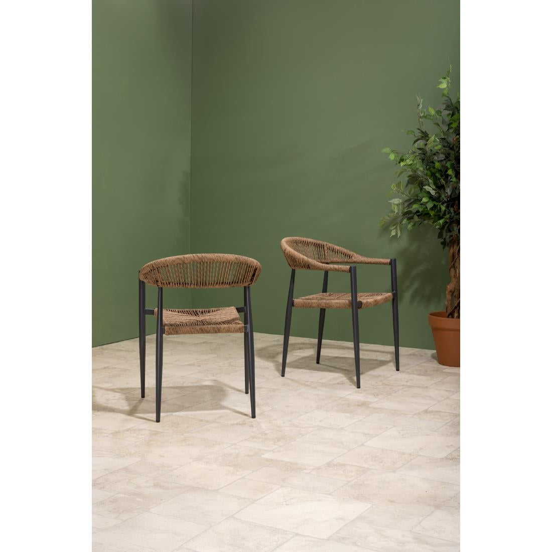 Fauteuils d'extérieur en rotin PE tressé Bolero Eden naturels (lot de 4) — HZ591