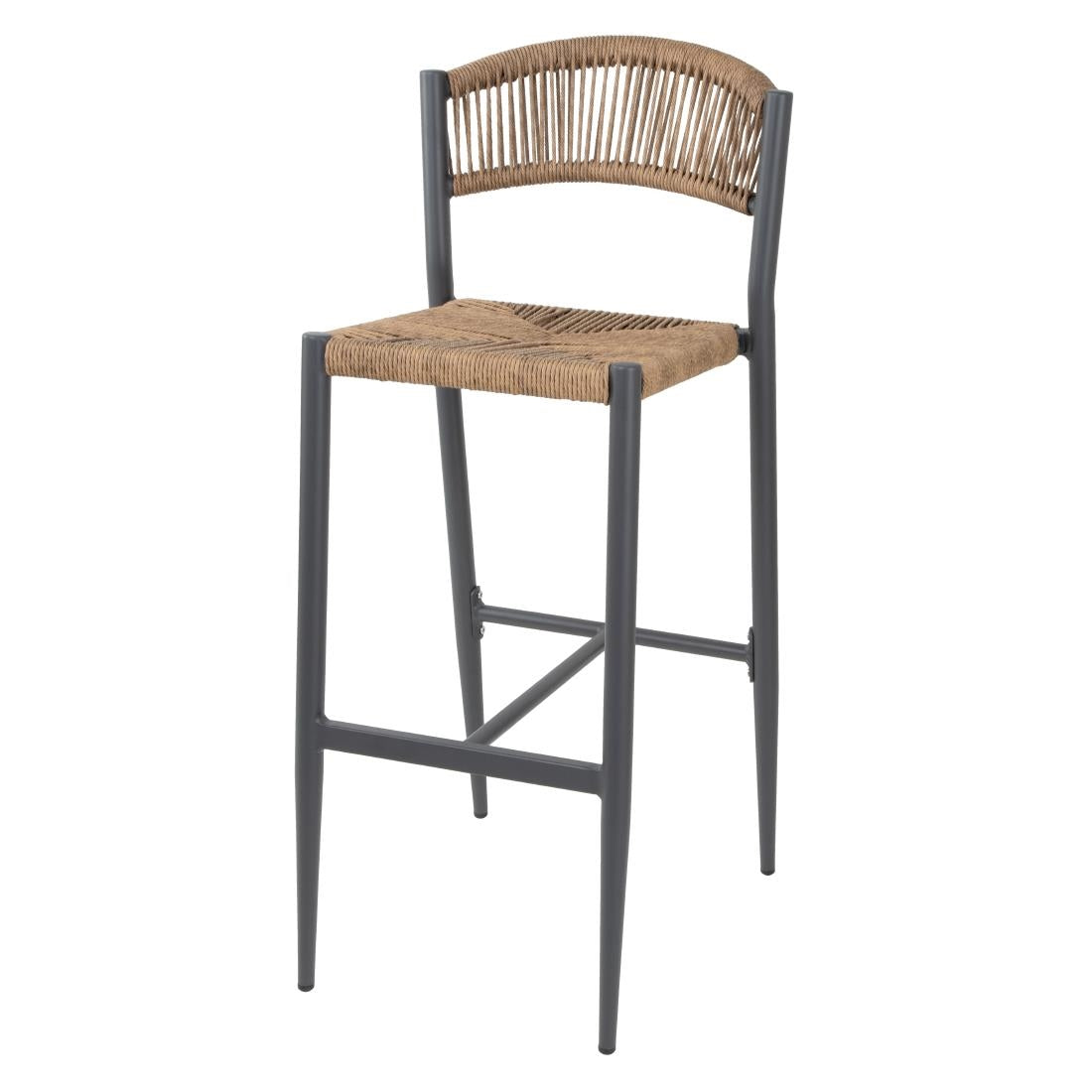 Tabourets de bar d'extérieur en rotin PE tressé Bolero Eden naturels (lot de 2) — HZ594