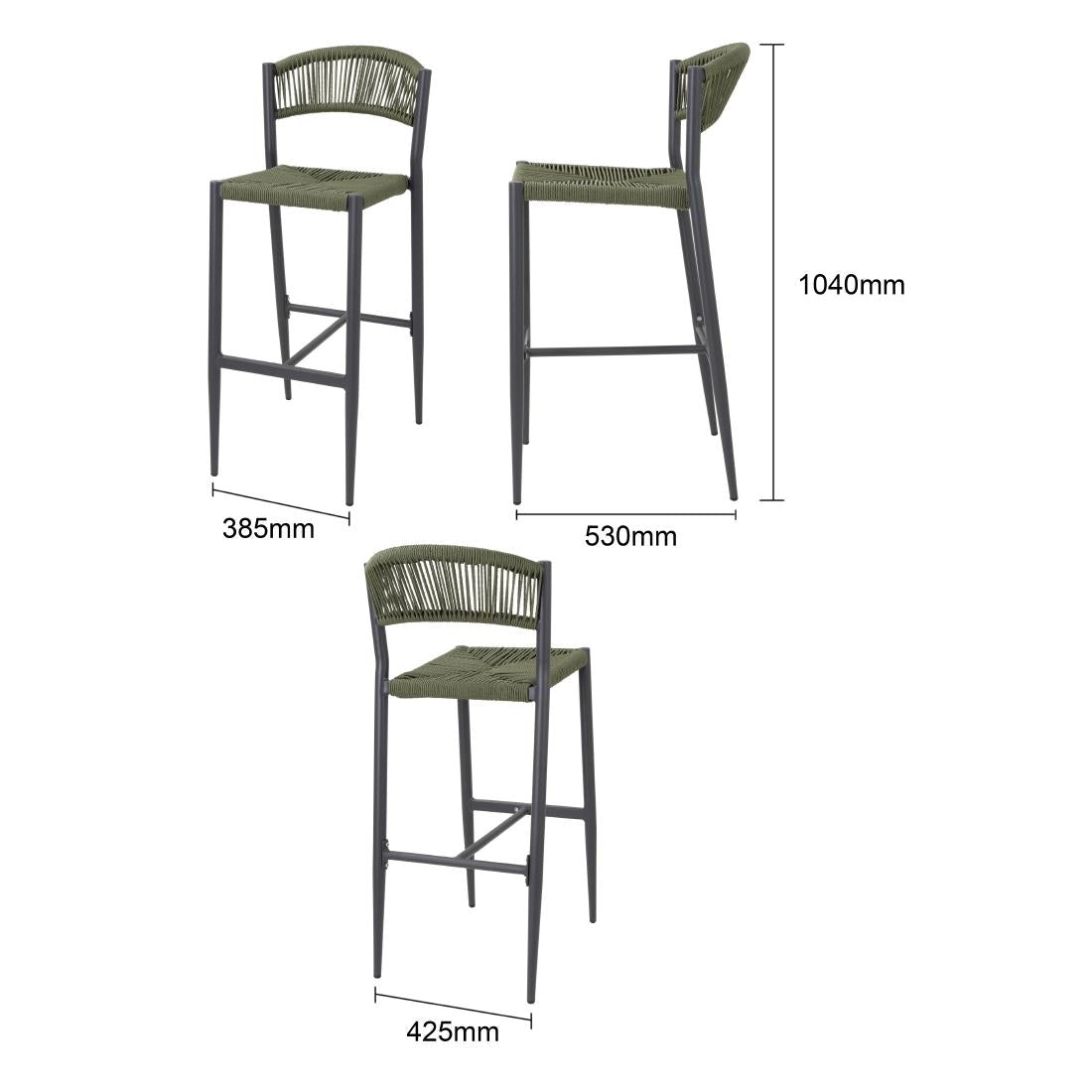 Tabourets de bar d'extérieur en rotin PE tressé Bolero Eden verts (lot de 2) — HZ595