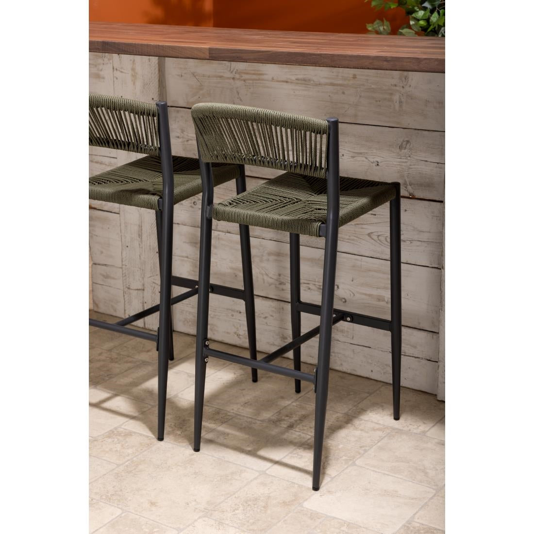 Tabourets de bar d'extérieur en rotin PE tressé Bolero Eden verts (lot de 2) — HZ595
