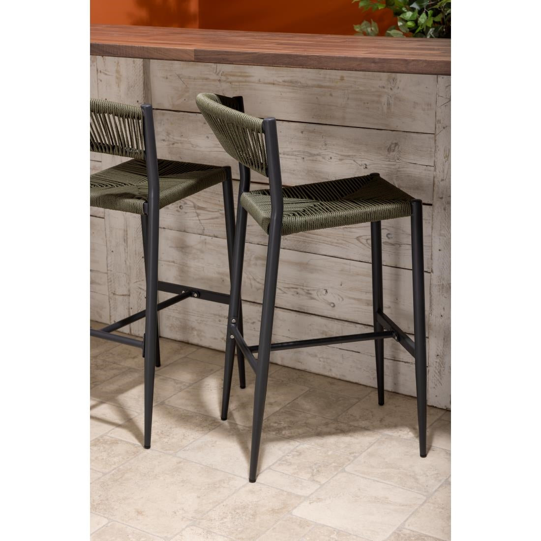 Tabourets de bar d'extérieur en rotin PE tressé Bolero Eden verts (lot de 2) — HZ595