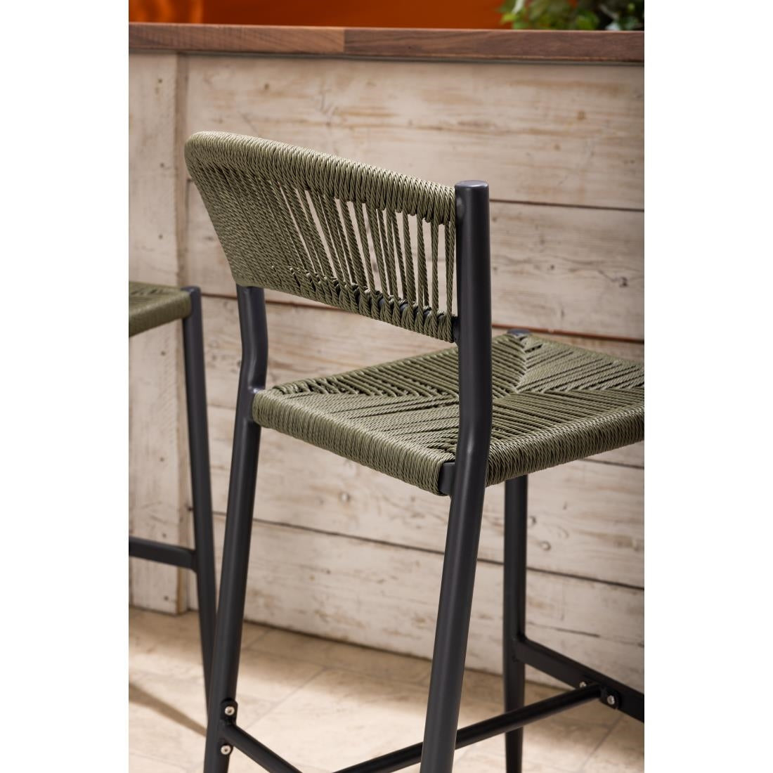 Tabourets de bar d'extérieur en rotin PE tressé Bolero Eden verts (lot de 2) — HZ595