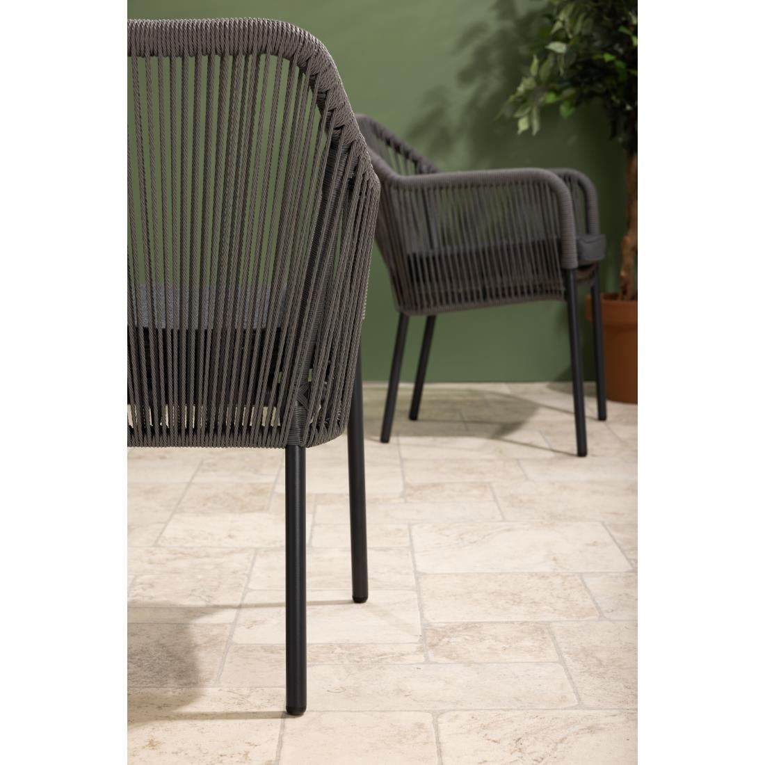 Fauteuils d'extérieur en rotin PE tressé Bolero Bay anthracite (lot de 2) — HZ597