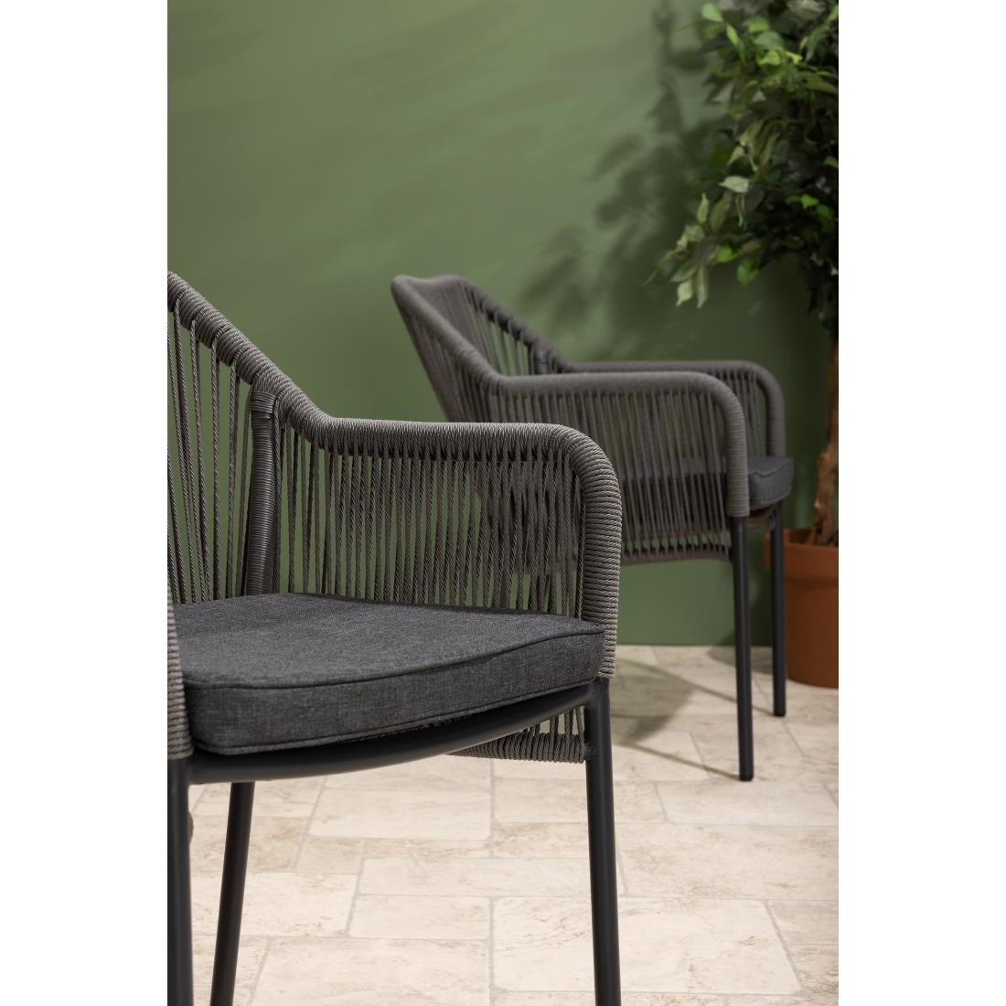 Fauteuils d'extérieur en rotin PE tressé Bolero Bay anthracite (lot de 2) — HZ597