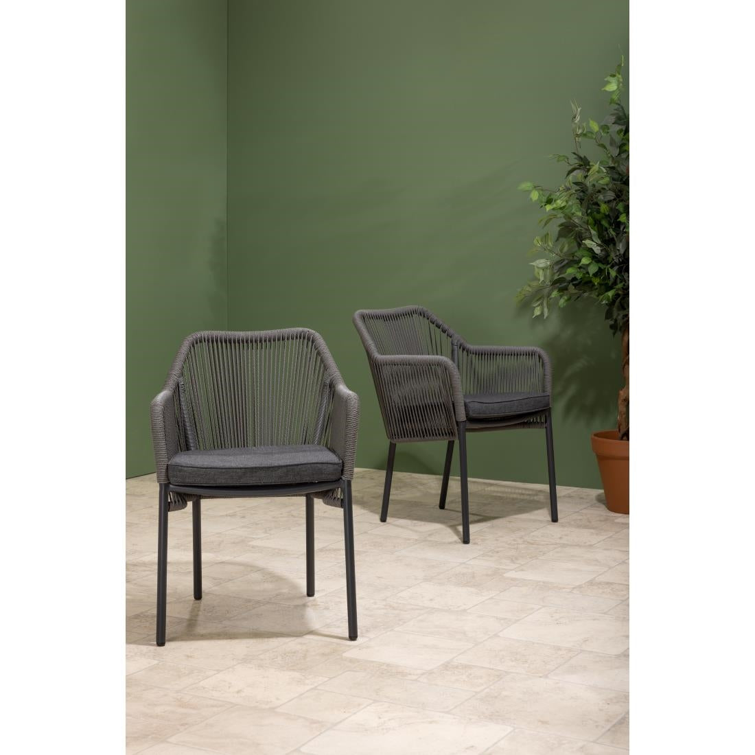 Fauteuils d'extérieur en rotin PE tressé Bolero Bay anthracite (lot de 2) — HZ597