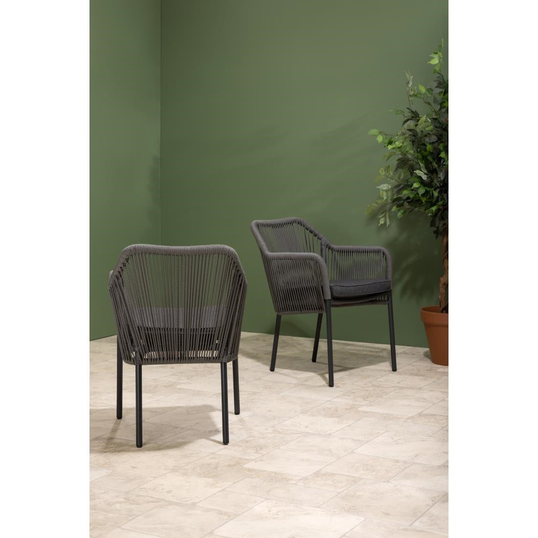 Fauteuils d'extérieur en rotin PE tressé Bolero Bay anthracite (lot de 2) — HZ597