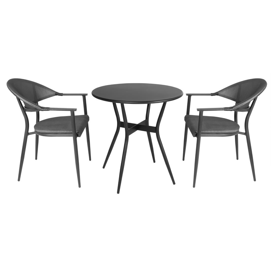 Fauteuils d'extérieur Bolero Santiago noirs (lot de 4) — HZ598