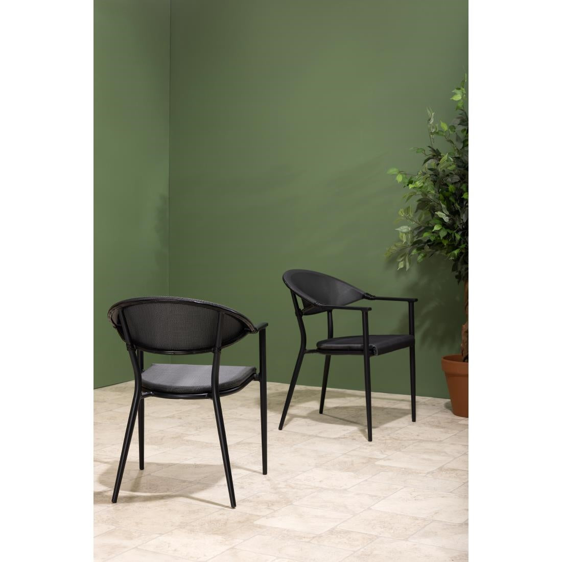 Fauteuils d'extérieur Bolero Santiago noirs (lot de 4) — HZ598