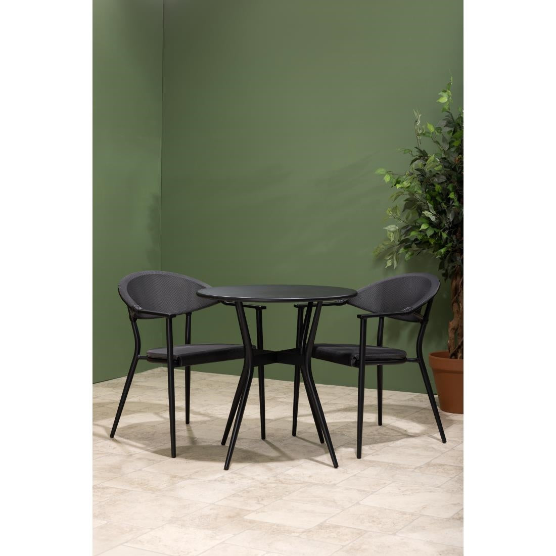 Fauteuils d'extérieur Bolero Santiago noirs (lot de 4) — HZ598