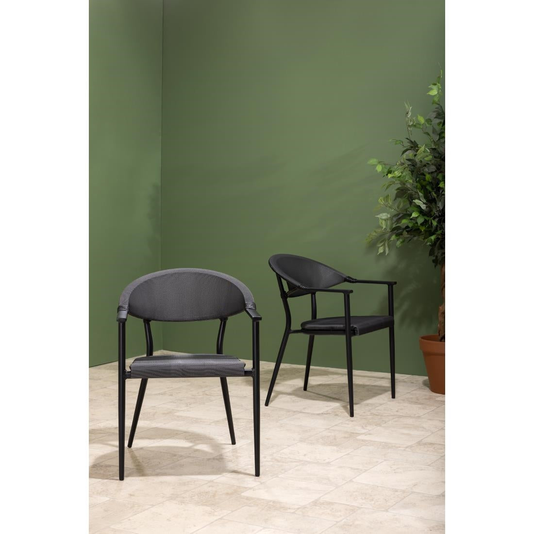 Fauteuils d'extérieur Bolero Santiago noirs (lot de 4) — HZ598