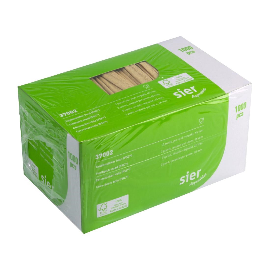 Cure-dents en bois FSC® Sier Disposables 65mm (lot de 1000) — HZ703