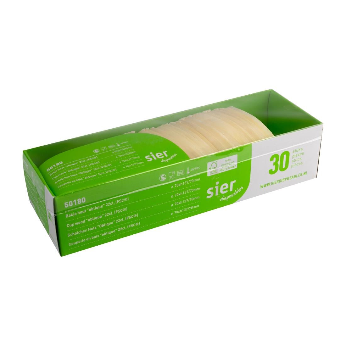 Coupelles obliques en bois FSC® Sier Disposables 220ml (lot de 30) — HZ706