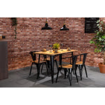 Table à manger à plateau à lattes en bois de manguier et piètement noir Bolero Bistro 1200 mm — HZ810