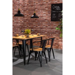 Table à manger à plateau à lattes en bois de manguier et piètement noir Bolero Bistro 1200 mm — HZ810