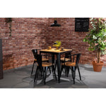Table à manger à plateau à lattes en bois de manguier et piètement noir Bolero Bistro 650 mm — HZ812