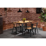 Table à manger à plateau à lattes en bois de manguier et piètement gris acier Bolero Bistro 1200 mm — HZ811