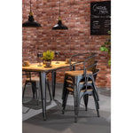 Table à manger à plateau à lattes en bois de manguier et piètement gris acier Bolero Bistro 1200 mm — HZ811
