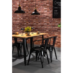 Table à manger à plateau à lattes en bois de manguier et piètement noir Bolero Bistro 1200 mm — HZ810