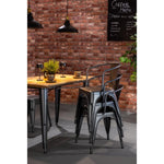 Table à manger à plateau à lattes en bois de manguier et piètement gris acier Bolero Bistro 1200 mm — HZ811