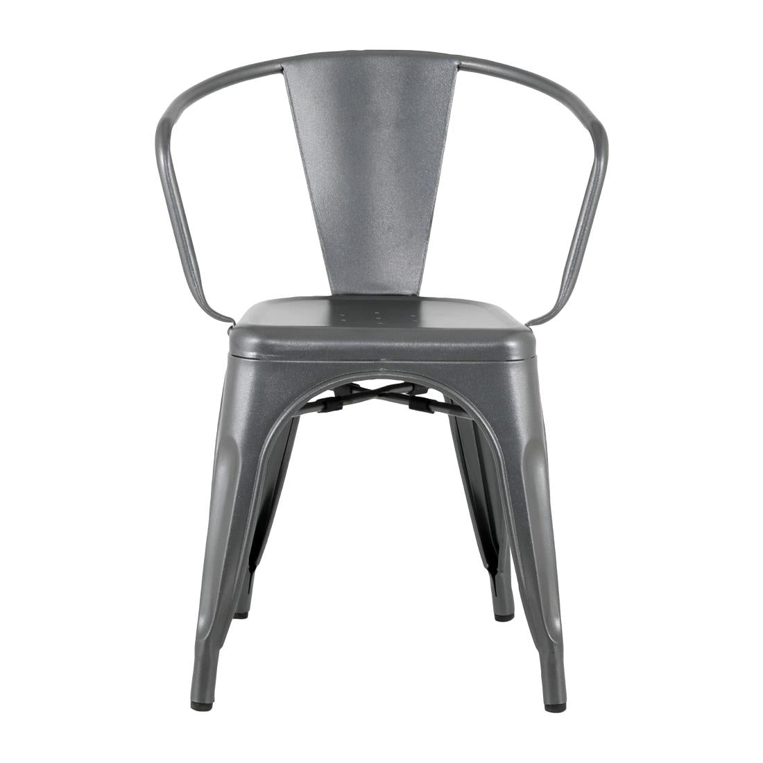 Bolero Bistro Curve Fauteuils Gunmetal (lot de 4) — HZ807