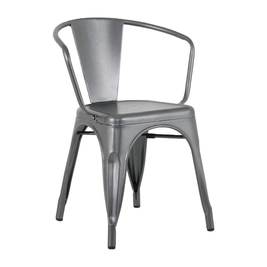 Bolero Bistro Curve Fauteuils Gunmetal (lot de 4) — HZ807