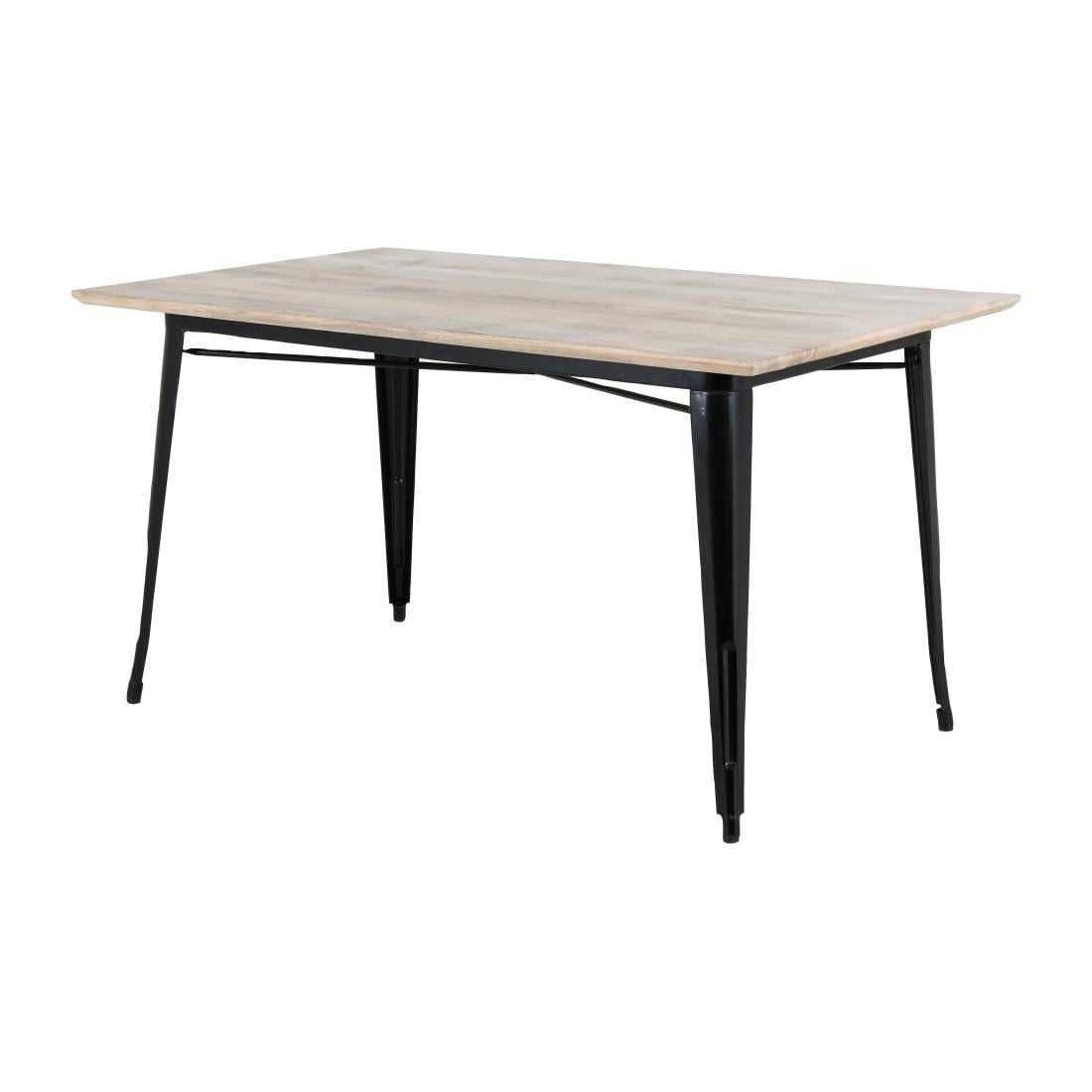 Table à manger avec plateau en bois de manguier lisse et piètement noir Bolero Bistro 1450 mm — HZ808