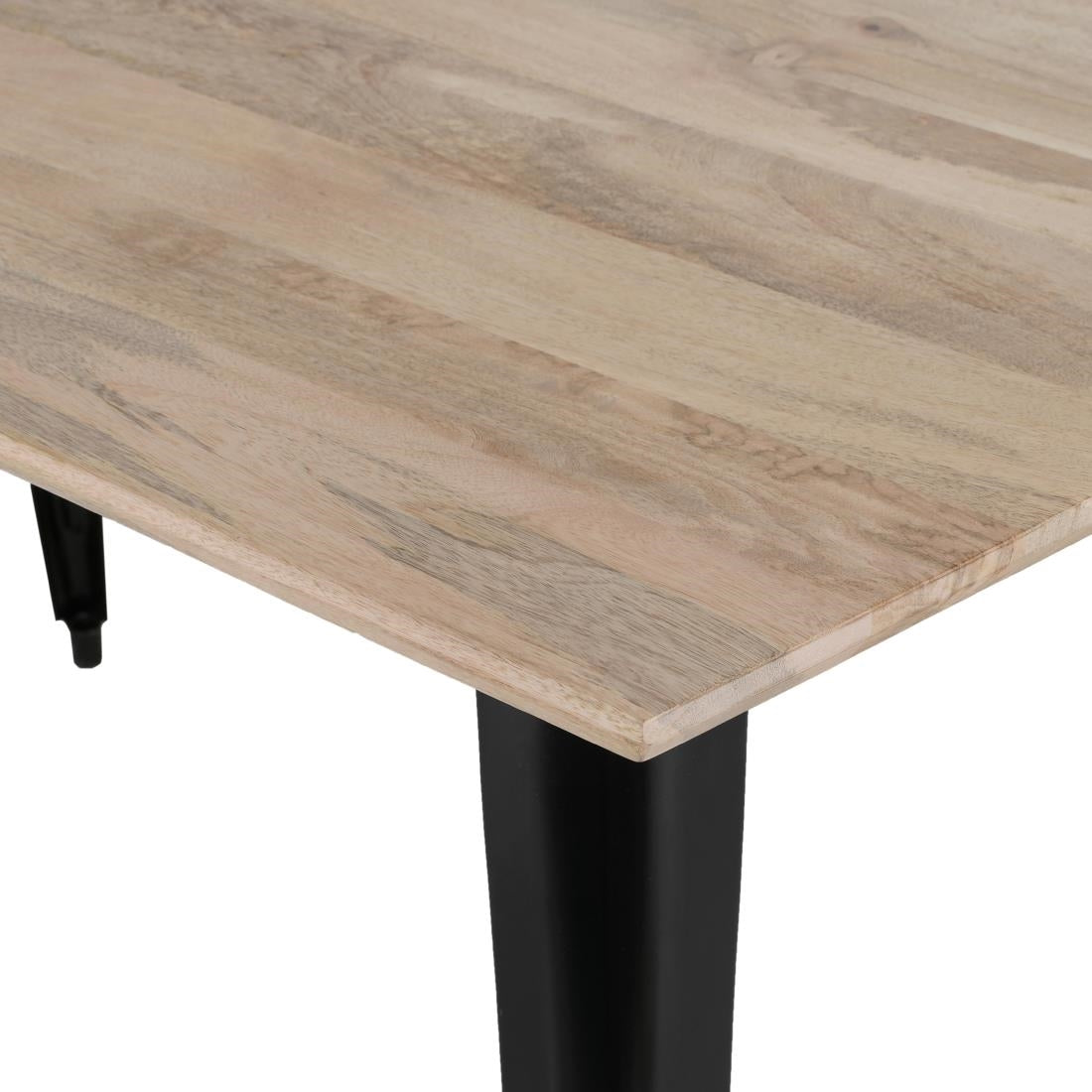 Table à manger avec plateau en bois de manguier lisse et piètement noir Bolero Bistro 1450 mm — HZ808