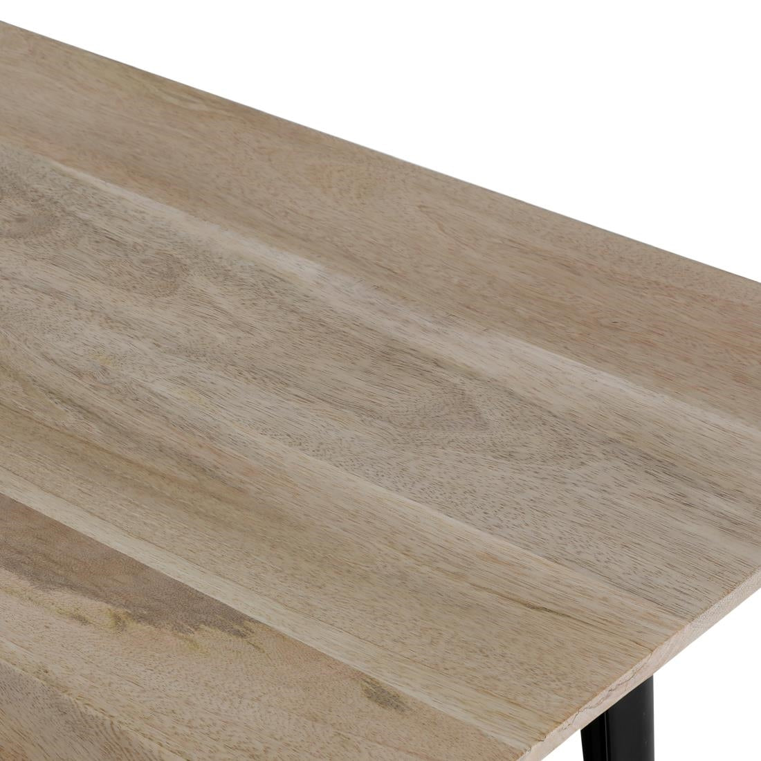 Table à manger avec plateau en bois de manguier lisse et piètement noir Bolero Bistro 1450 mm — HZ808