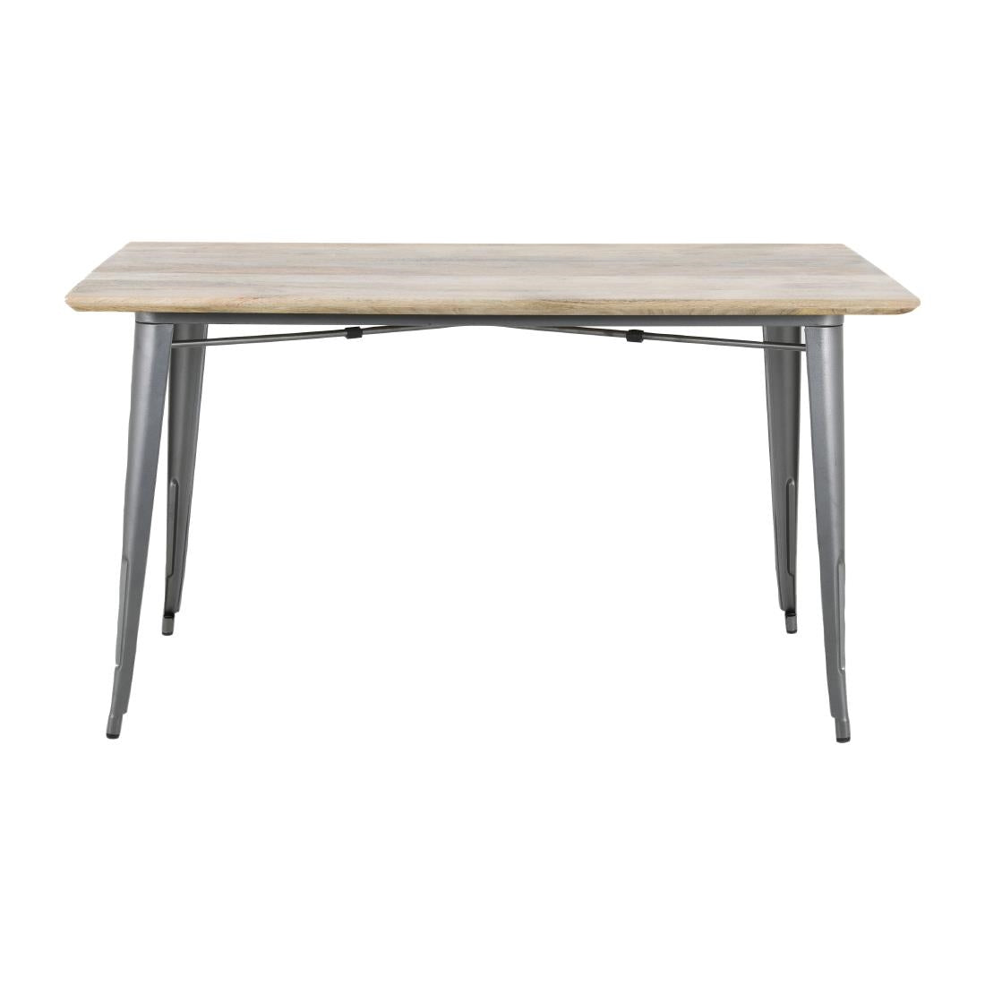 Table à manger avec plateau en bois de manguier lisse et piètement gris acier Bolero Bistro 1450 mm — HZ809