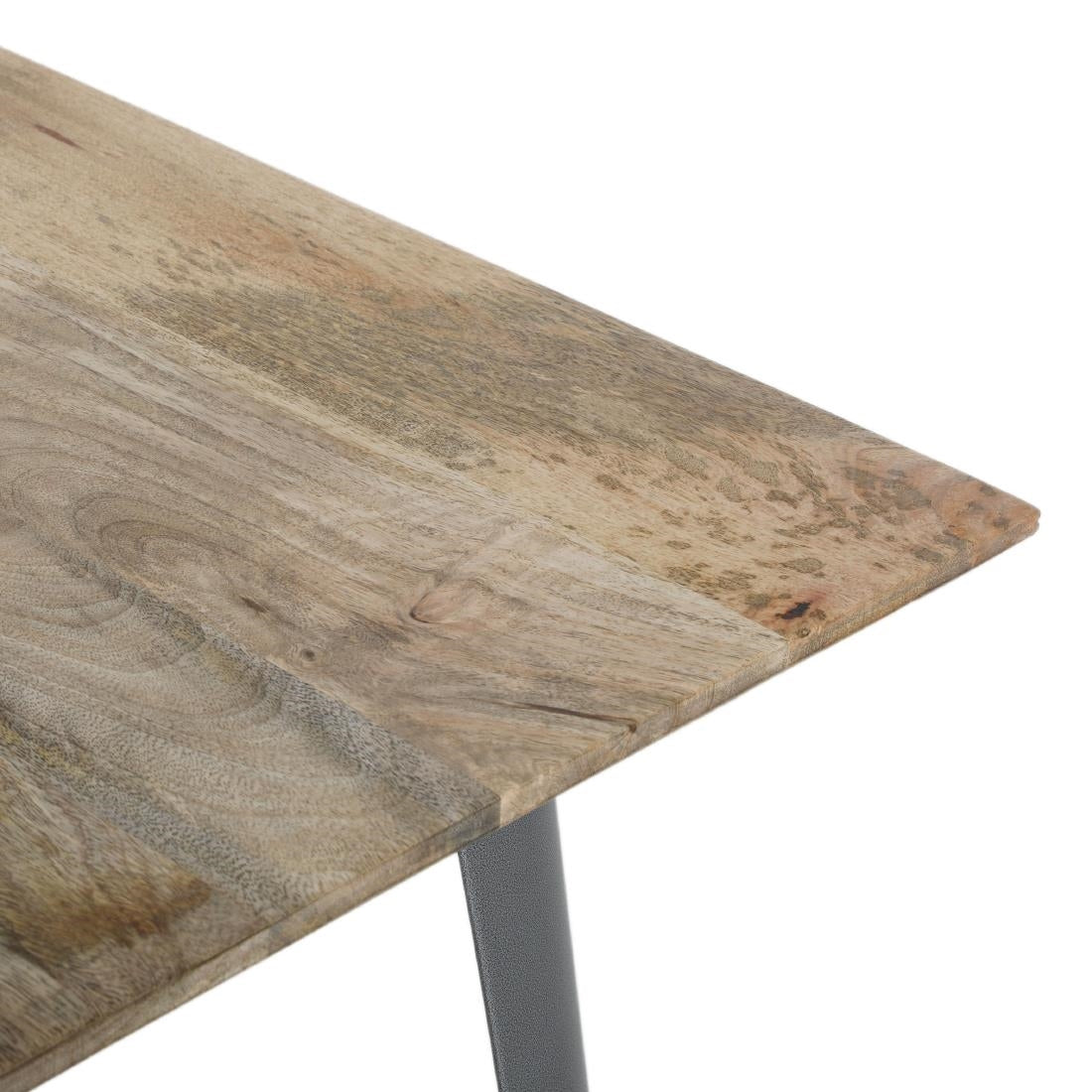 Table à manger avec plateau en bois de manguier lisse et piètement gris acier Bolero Bistro 1450 mm — HZ809