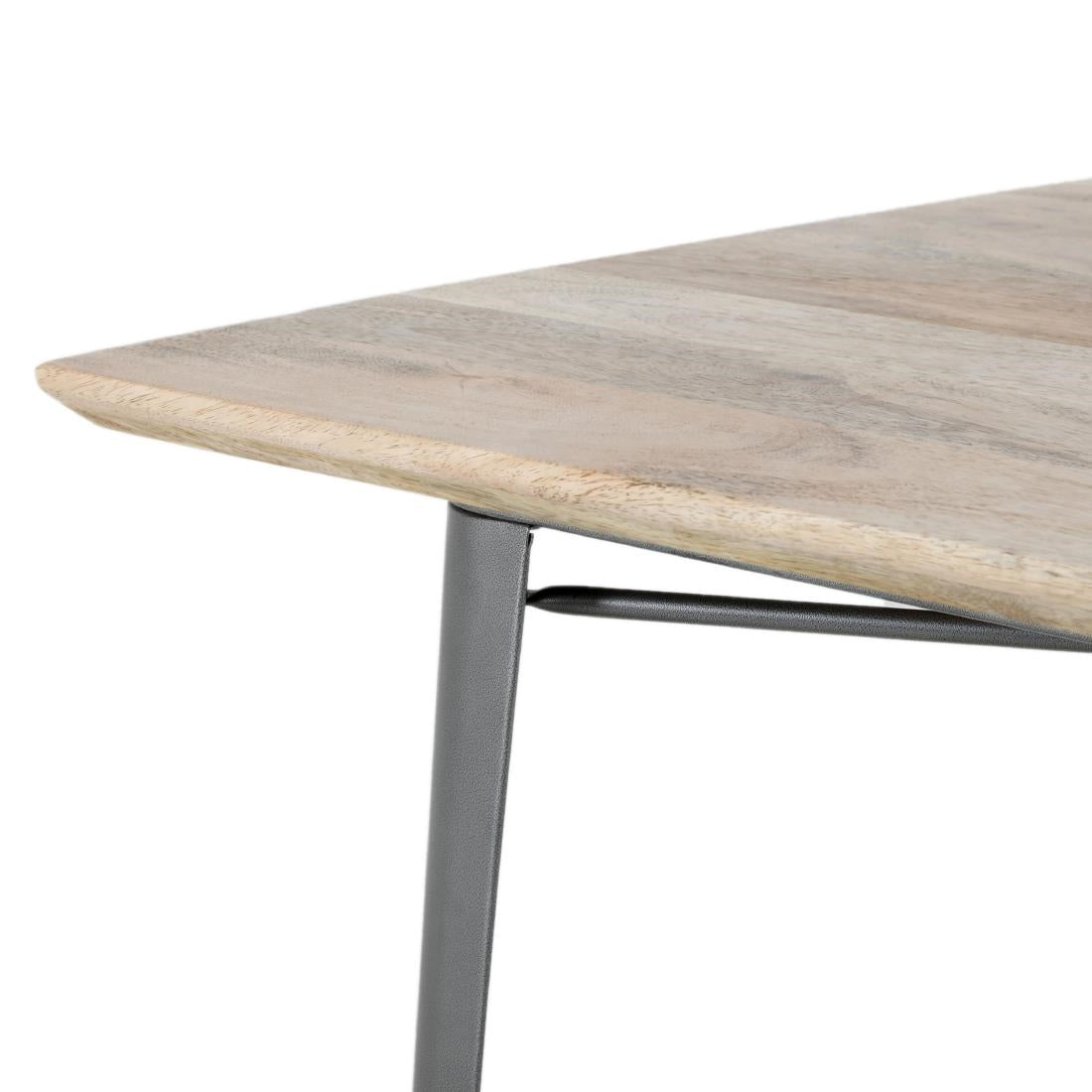 Table à manger avec plateau en bois de manguier lisse et piètement gris acier Bolero Bistro 1450 mm — HZ809