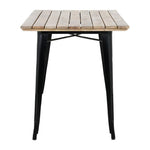 Table à manger à plateau à lattes en bois de manguier et piètement noir Bolero Bistro 1200 mm — HZ810