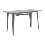 Table à manger à plateau à lattes en bois de manguier et piètement gris acier Bolero Bistro 1200 mm — HZ811