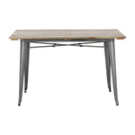 Table à manger à plateau à lattes en bois de manguier et piètement gris acier Bolero Bistro 1200 mm — HZ811