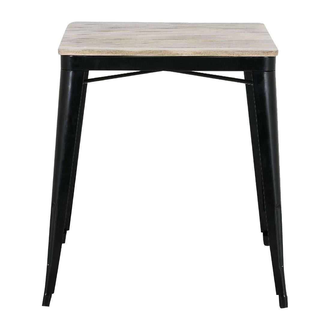 Table à manger à plateau à lattes en bois de manguier et piètement noir Bolero Bistro 650 mm — HZ812
