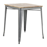 Table à manger à plateau à lattes en bois de manguier et piètement gris acier Bolero Bistro 650 mm — HZ813