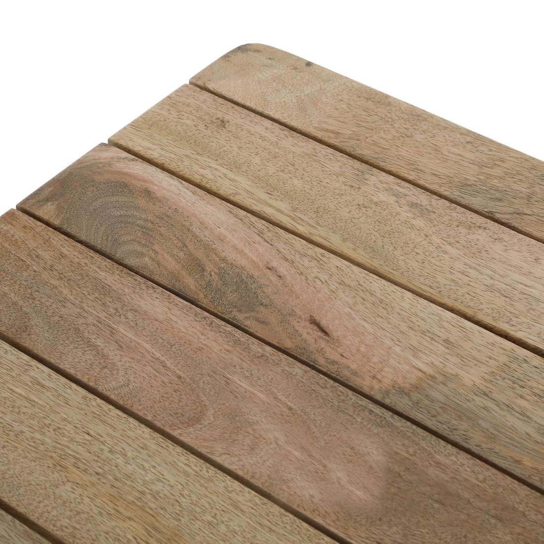 Table à manger à plateau à lattes en bois de manguier et piètement gris acier Bolero Bistro 650 mm — HZ813