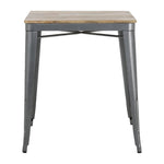 Table à manger à plateau à lattes en bois de manguier et piètement gris acier Bolero Bistro 650 mm — HZ813