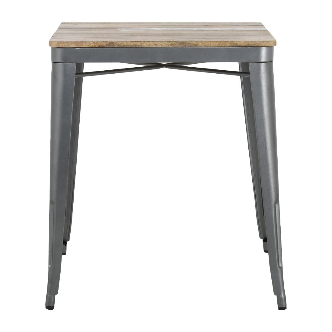 Table à manger à plateau à lattes en bois de manguier et piètement gris acier Bolero Bistro 650 mm — HZ813