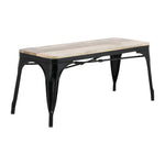 Banc d'intérieur avec assise en bois de manguier et cadre noir Bolero Bistro 1000 mm (lot de 2) — HZ814