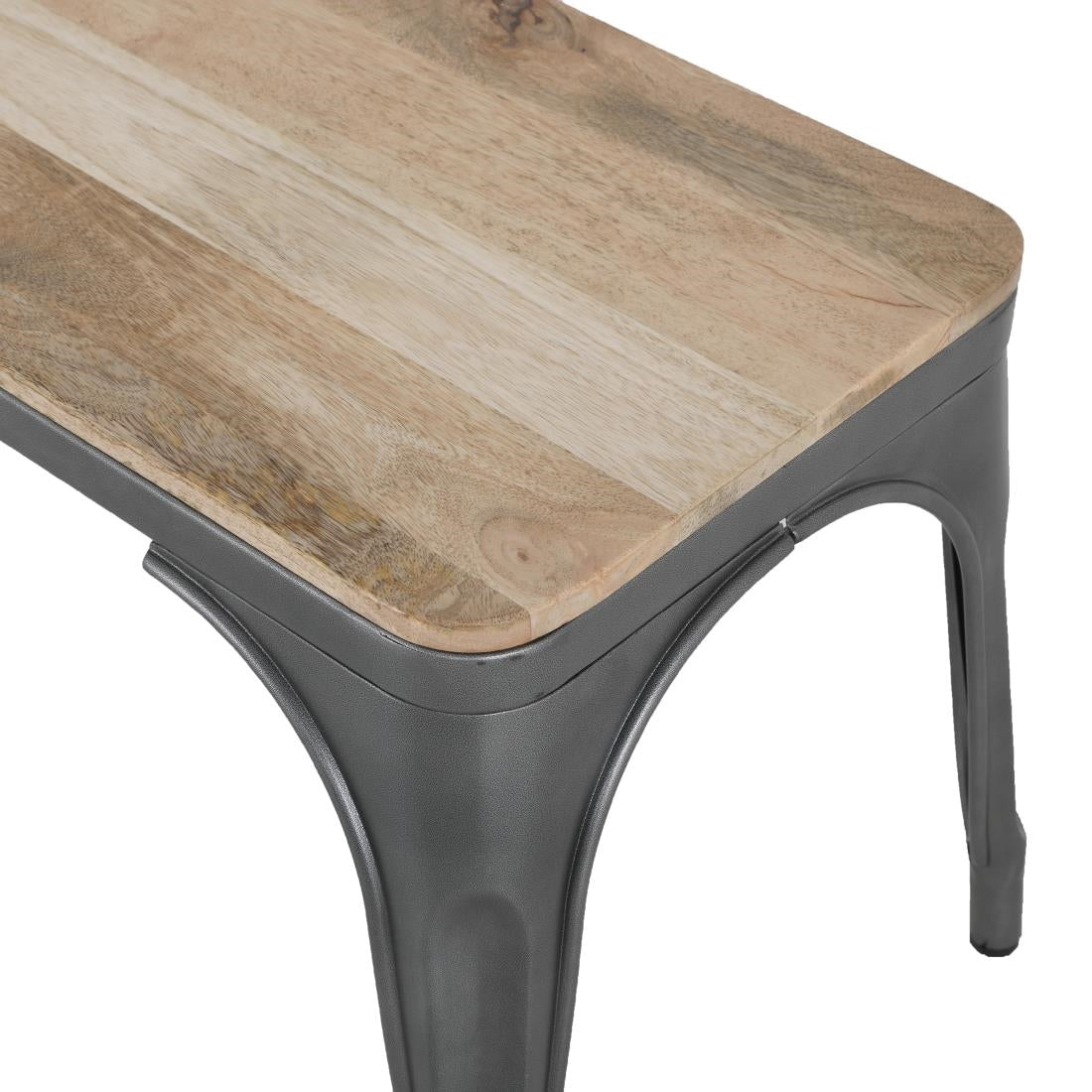Banc d'intérieur avec assise en bois de manguier et cadre gris acier Bolero Bistro 1000 mm (lot de 2) — HZ815